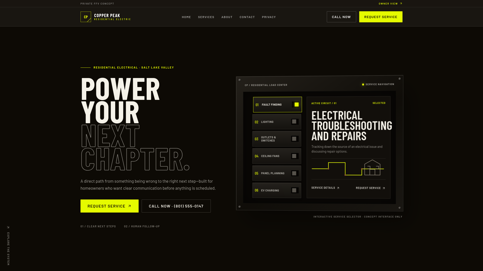 Copper Peak home services demonstration website